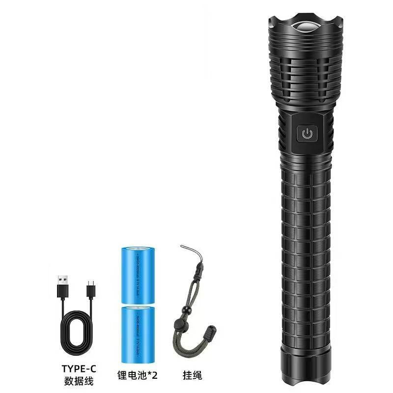 White Laser Zoomable Rechargeable LED Flashlight