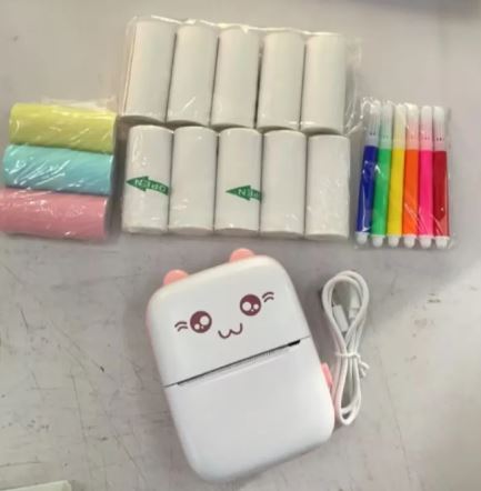 Mini Portable Thermal Printer – Bluetooth, 200dpi, iOS & Android – Green / Pink