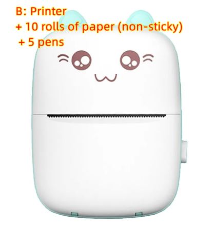 Mini Portable Thermal Printer – Bluetooth, 200dpi, iOS & Android – Green / Pink