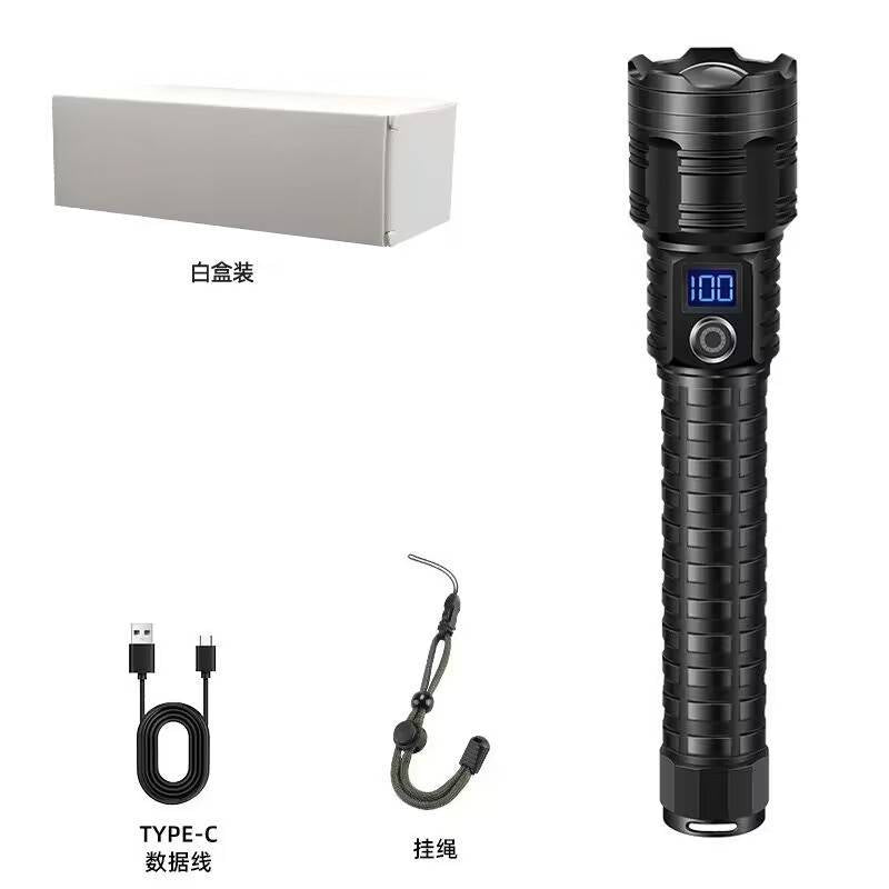 White Laser Zoomable Rechargeable LED Flashlight