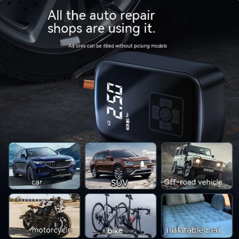 Portable Car Tire Inflator – 100W, Wireless & Wired, USB Charging – 3 Models
