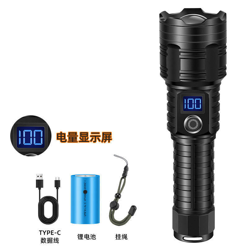 White Laser Zoomable Rechargeable LED Flashlight