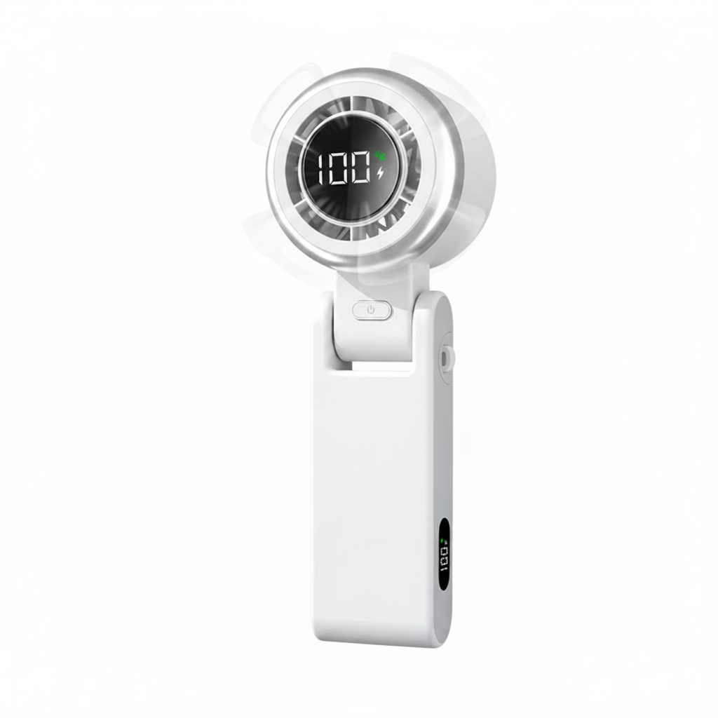 High-Speed Mini Hand Fan – Foldable + Digital Display | TrendzCartUAE
